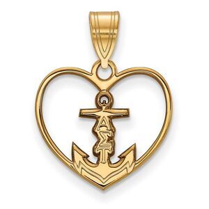 14K Plated Silver Alpha Sigma Tau Heart Pendant